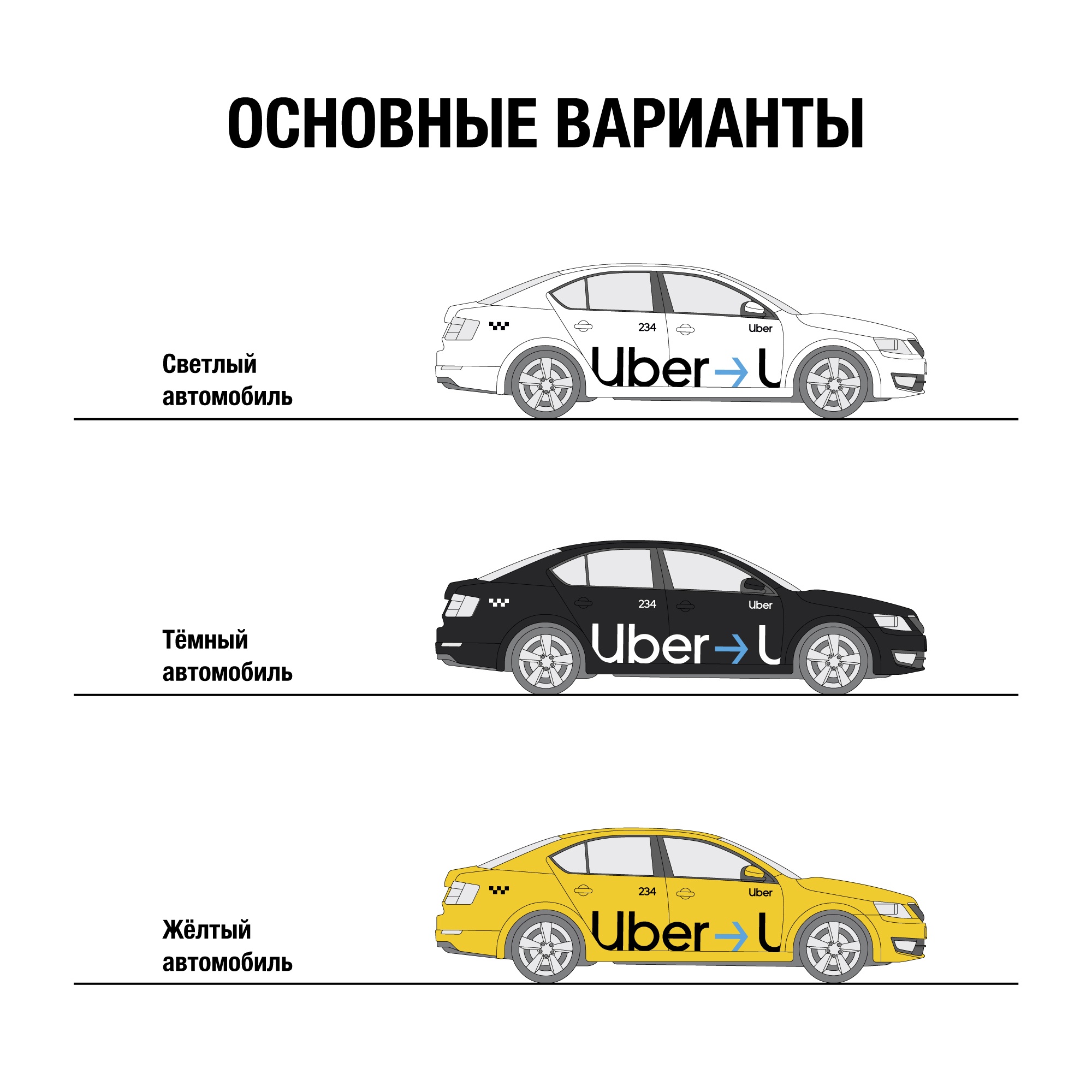 Наклейки Uber для черного авто с молдингом - 3